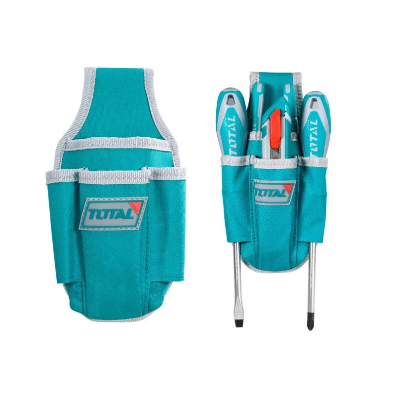 Total THT16P4011 fabric pouch with tool compartments and belt-loop attachment