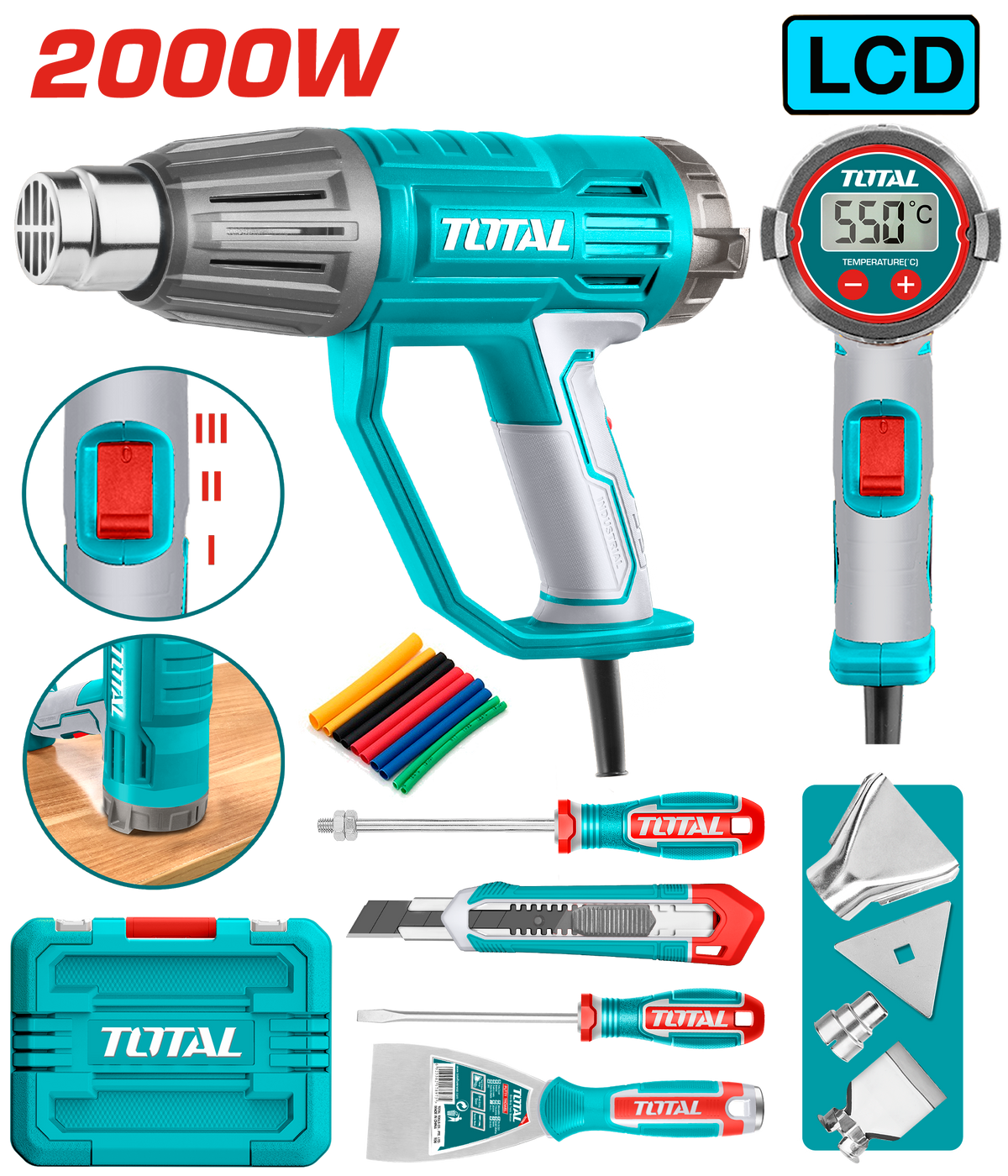 Total TB200561 2000W Digital Heat Gun Kit - product view