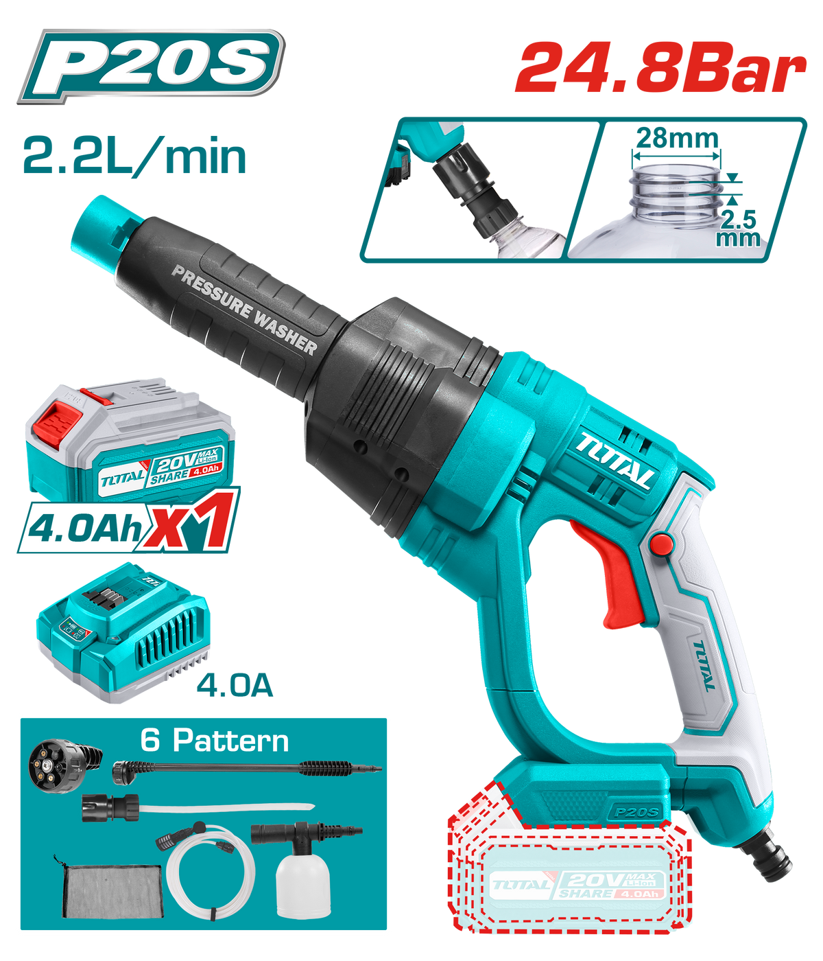 Total TPWLI20084 20V Cordless Pressure Washer Kit - product view