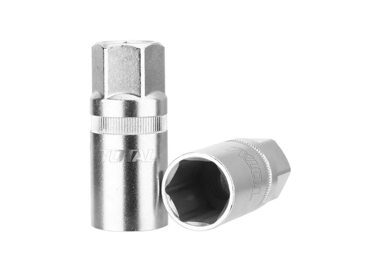 Total THSPS12216 deep spark plug socket with square-drive body and polished finish
