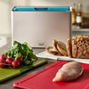 Joseph Joseph Folio Icon large 4-piece multicolour cutting board set displayed with vibrant colors and unique design.