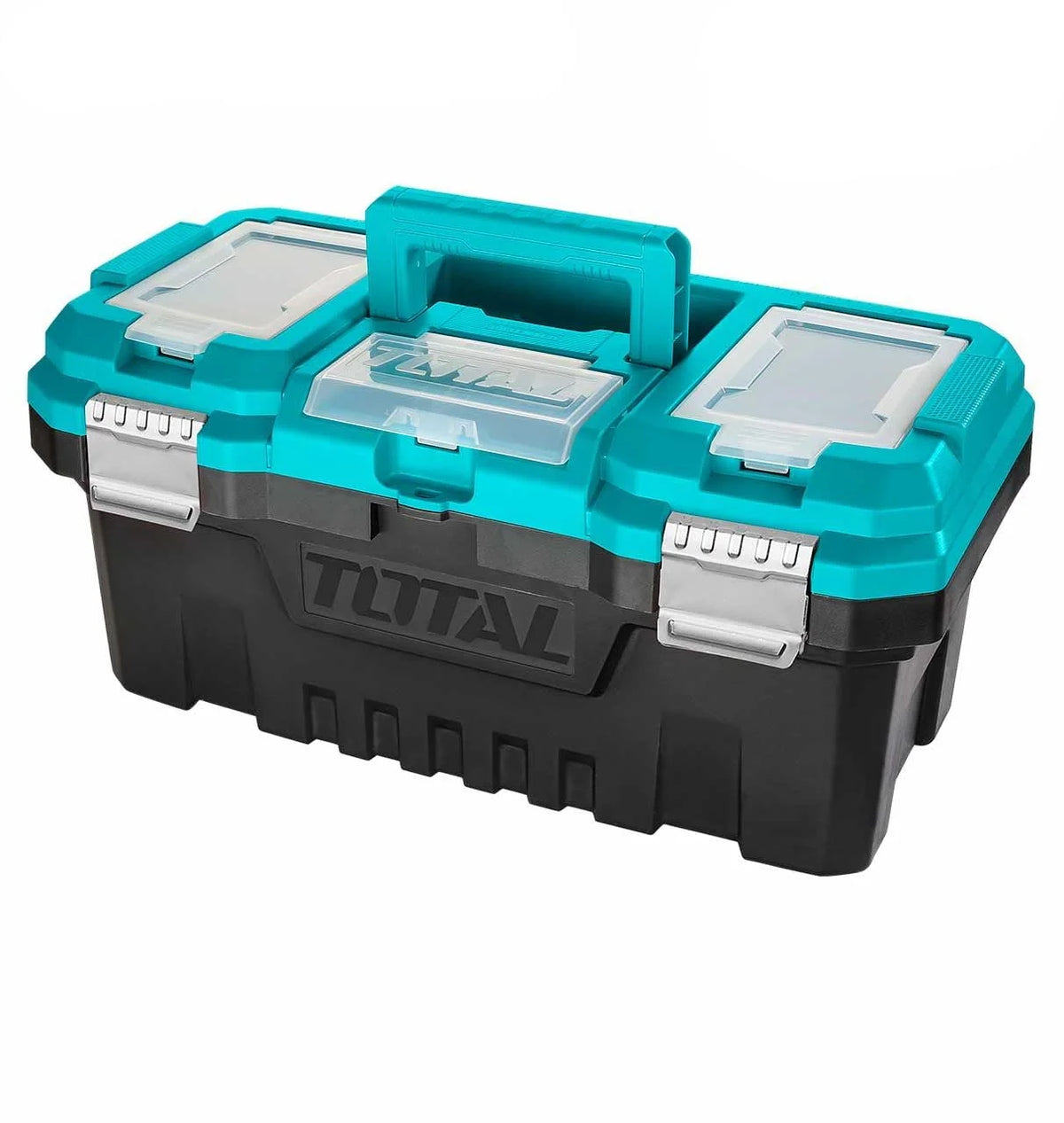Total TPBX0202 plastic toolbox with metal latches and top carrying handle