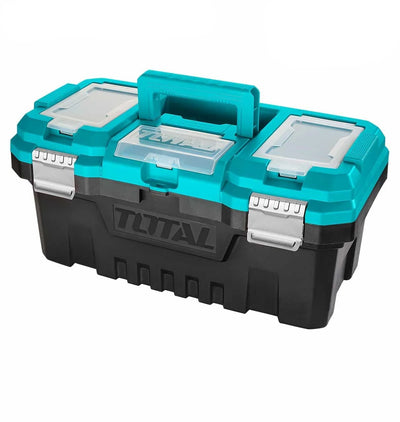 Total TPBX0202 plastic toolbox with metal latches and top carrying handle