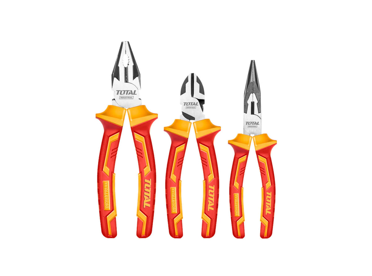 Total THT2K0302 three red-and-yellow handled pliers with different jaw shapes