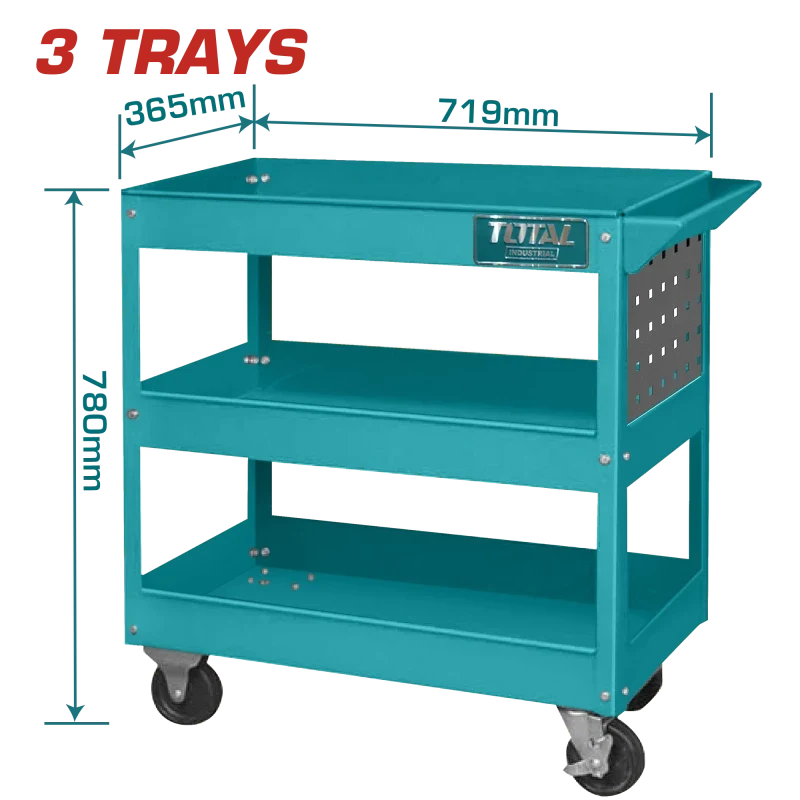 Total THPTC301 three-tier steel tool trolley with caster wheels
