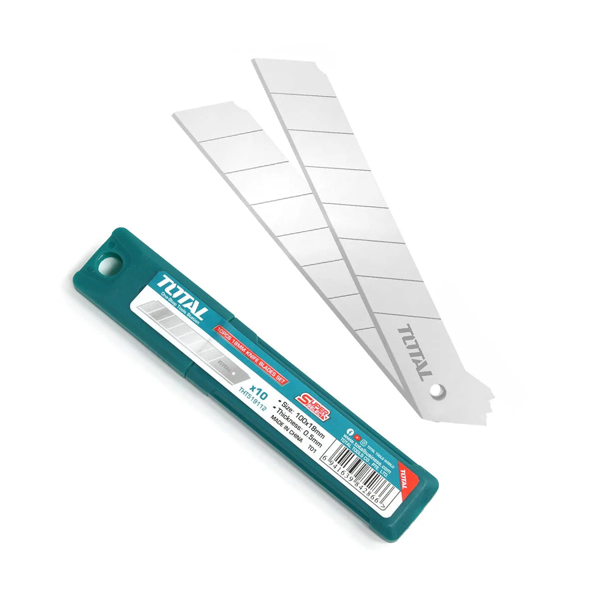 Total THT519112 replacement utility blades shown with storage packaging