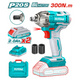 Total TIWLI2038 impact wrench graphic showing 300Nm torque, two batteries, charger and case