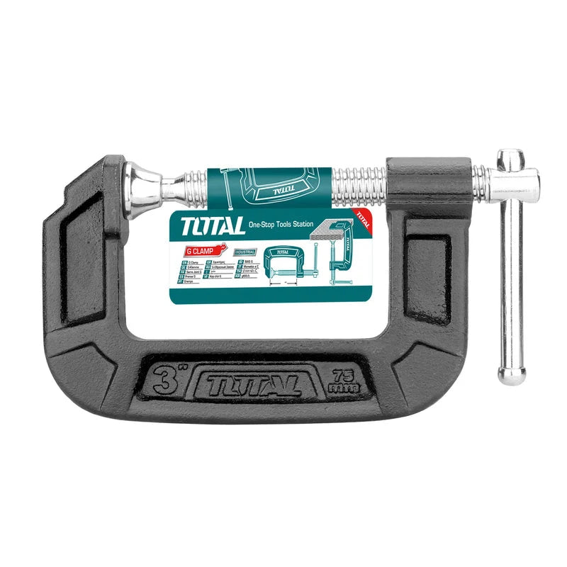 Total THT13161 G clamp with cast frame, screw spindle and cross handle