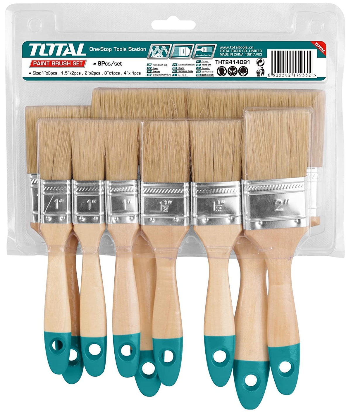Total THT8414091 Paint Brush Set, 9pcs - product view