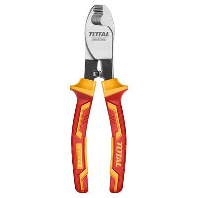 Total THTIP2761 red-and-yellow handled cable cutter with curved cutting jaws