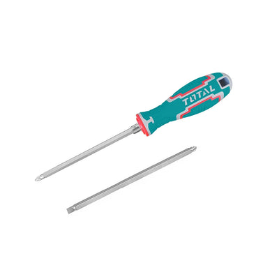 Total THT250206 reversible screwdriver with double-ended shaft and ergonomic handle