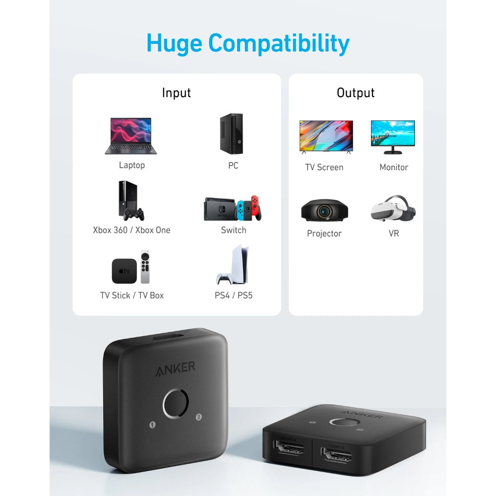 Anker HDMI Switch (2 in 1 Out, 4K HDMI)