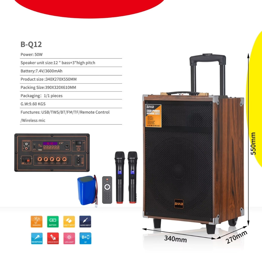 BAAB B-Q12 12” Karaoke Speaker Portable