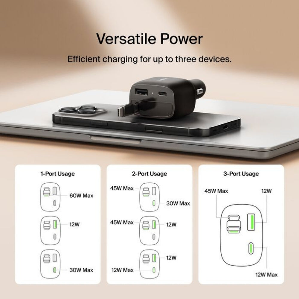 Belkin BoostCharge Retractable Car Charger 75W - Cle Market