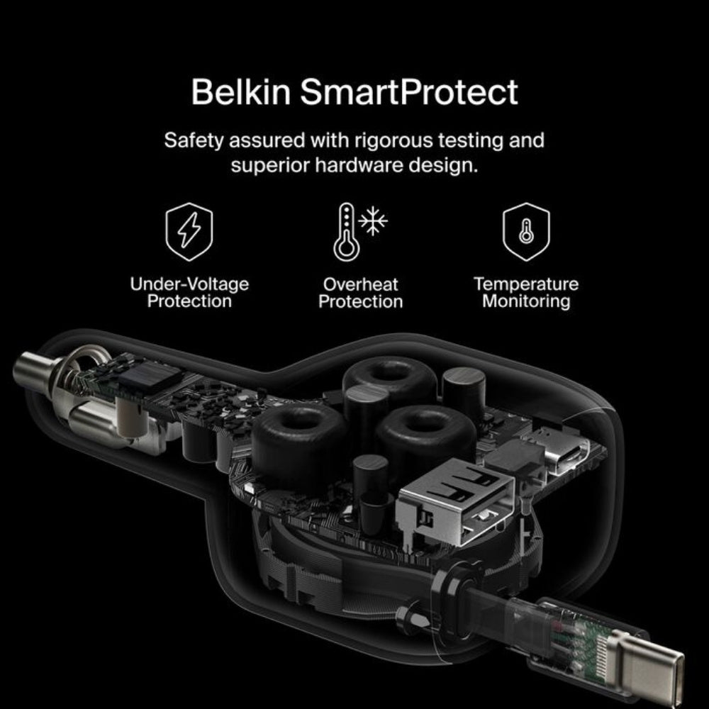 Belkin BoostCharge Retractable Car Charger 75W - Cle Market