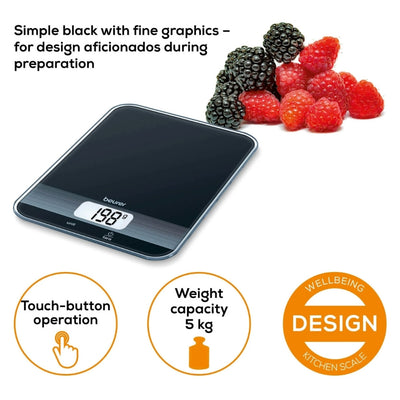 Beurer Digital Kitchen Scale in Black Glass - Cle Market