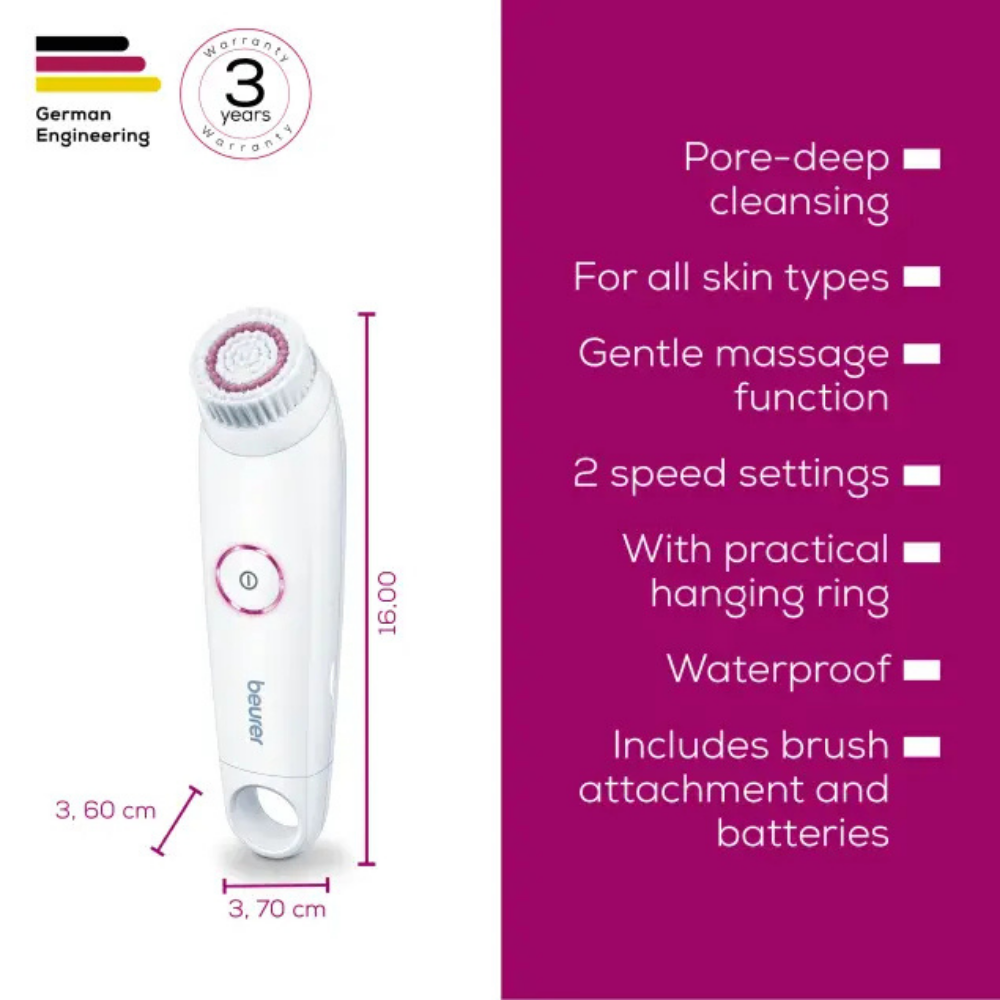 Beurer FC45 facial brush with soft bristles for gentle cleansing and exfoliation of the skin.