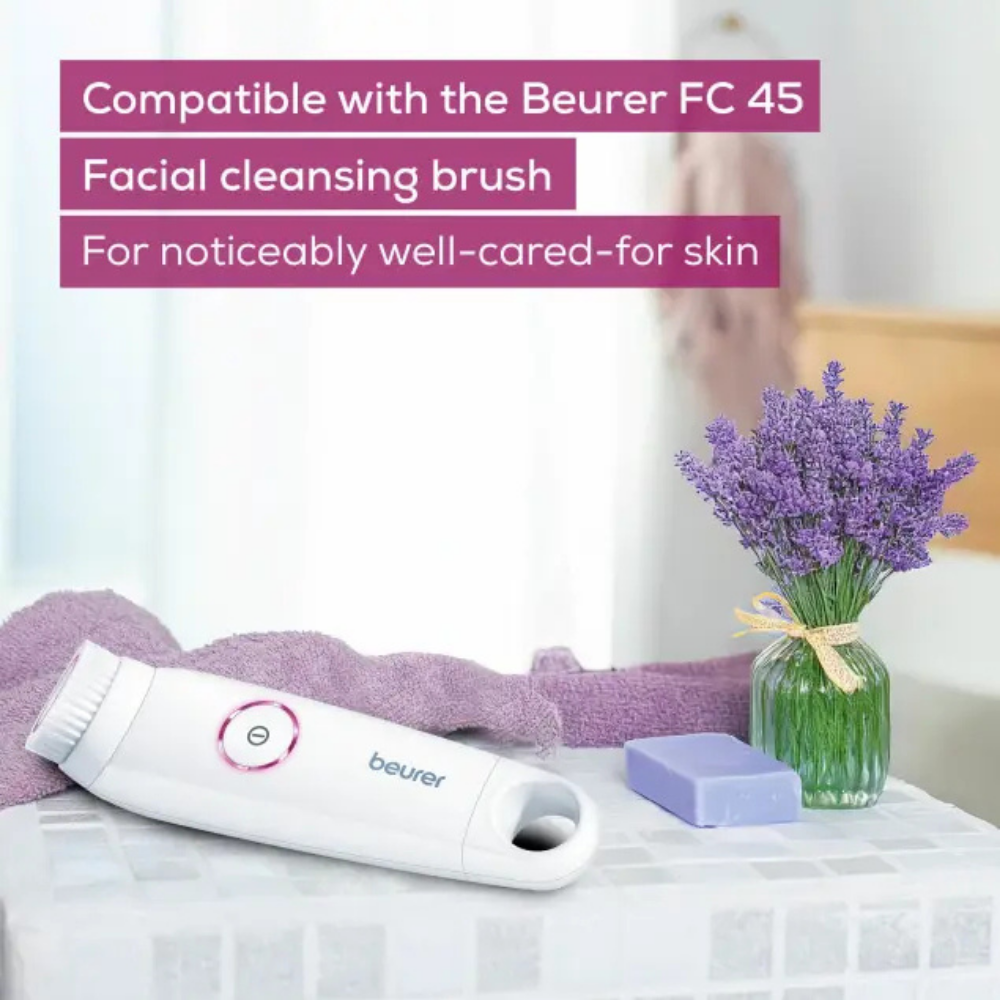 Beurer FC45 replacement facial brush attachments for facial cleansing, showing soft brush heads designed for gentle skin care.