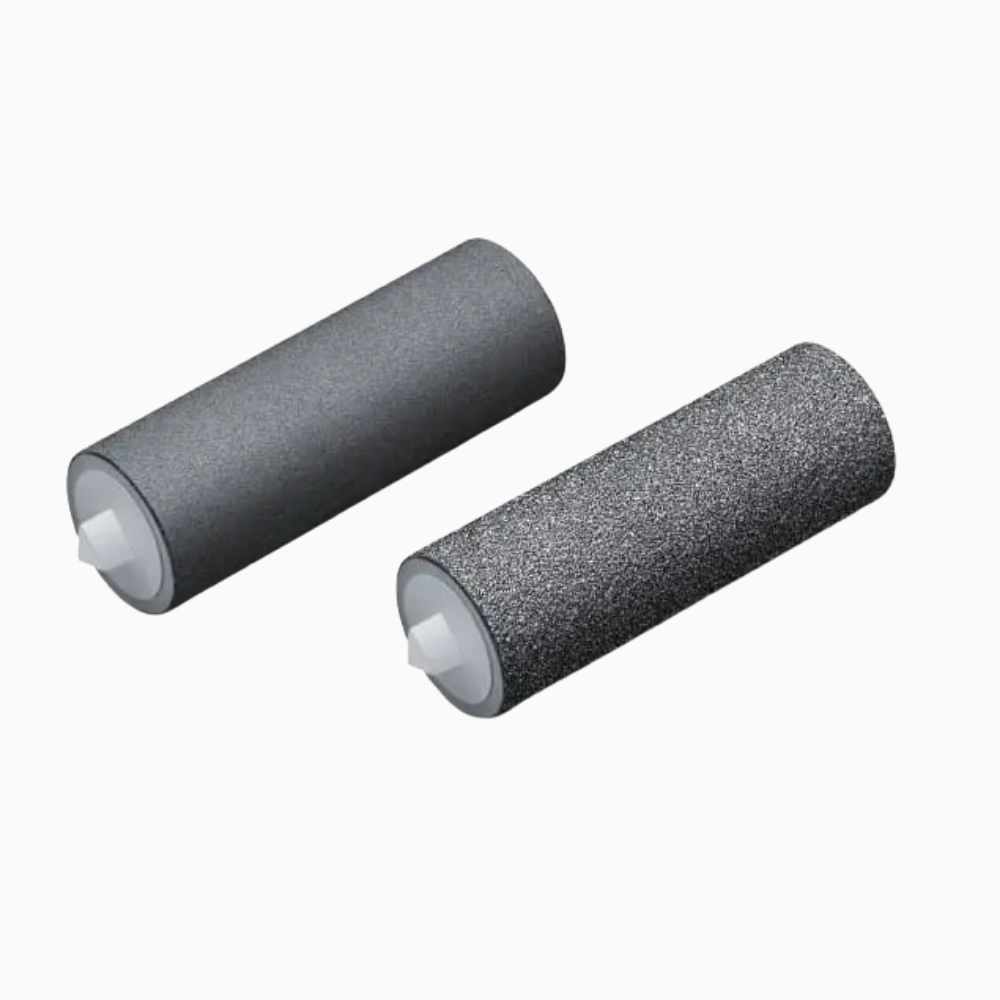 Beurer MP 28/55 rollers in black with textured surface, designed for foot and leg massage and relaxation.