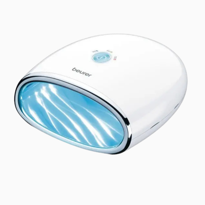 Beurer MP48 LED UV nail dryer with a sleek design and illuminated drying chamber for quick and efficient nail curing.