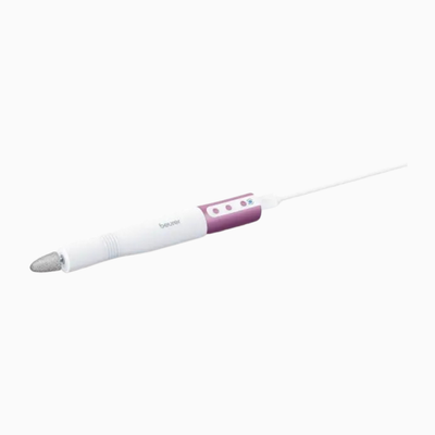 Beurer MP52 manicure and pedicure set with various tools displayed in a compact case for personal grooming.