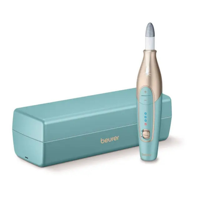 Beurer MP84 manicure and pedicure set with various grooming tools arranged on a white background.
