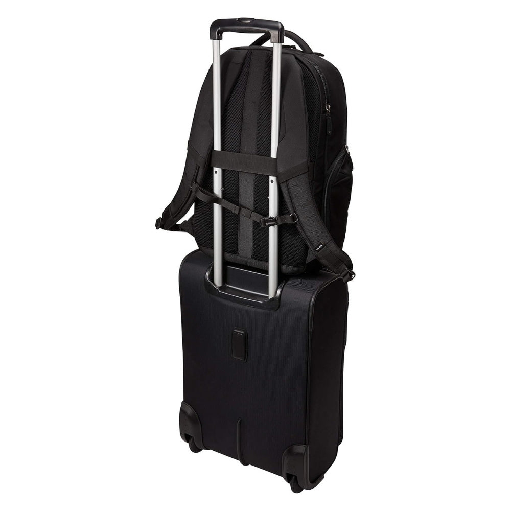 Case Logic Notion 17.3-inch premium laptop backpack with multiple compartments and padded straps, black in color.