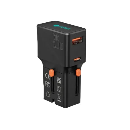 Coteci 25W mini travel charger with packaging on a white background