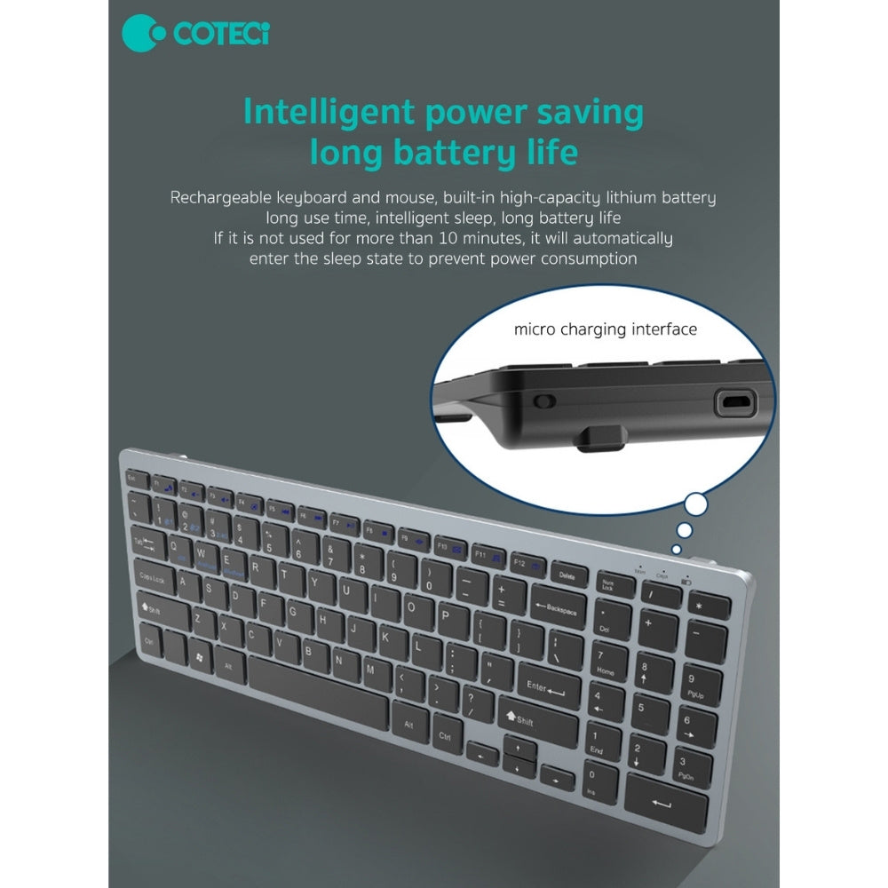 Coteci Rechargeable Ultra Thin Wireless Keyboard