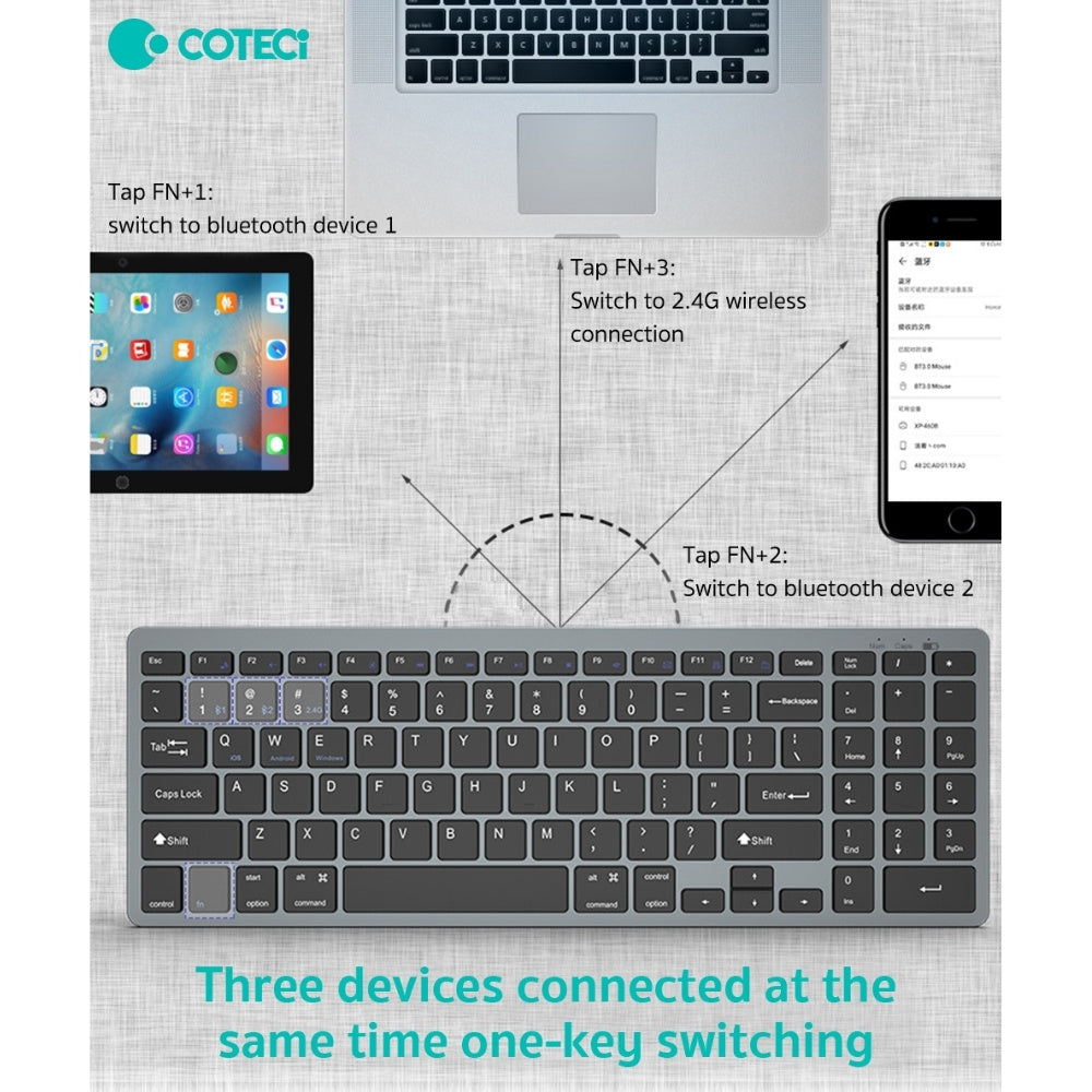 Coteci Rechargeable Ultra Thin Wireless Keyboard