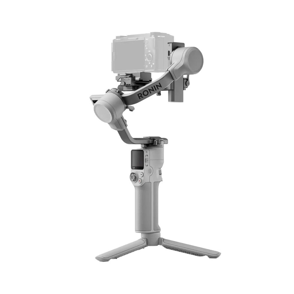 DJI RS 4 Mini Gimbal Stabilizer for cameras with a compact design and adjustable arm for smooth video capture.