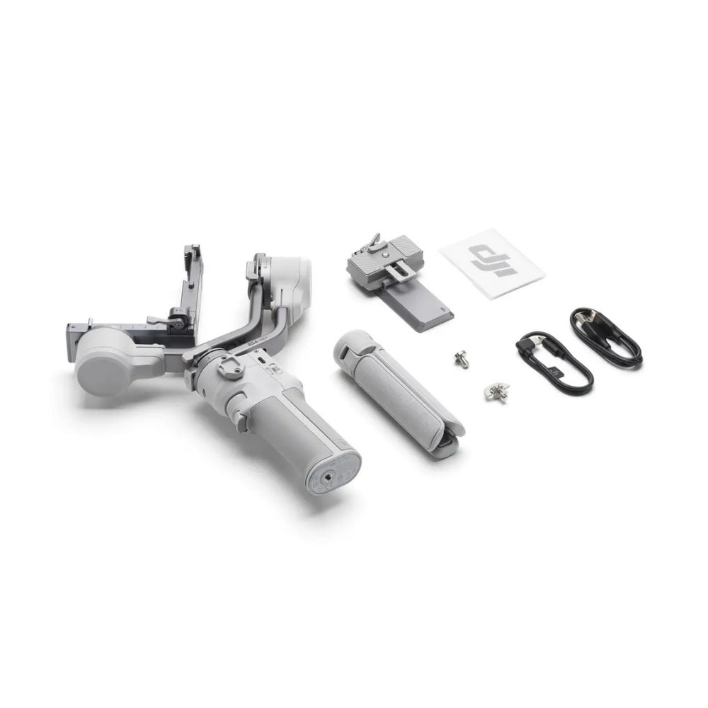 DJI RS 4 Mini Gimbal Stabilizer with adjustable arms and controls for smooth camera stabilization.