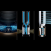 Dyson Purifier Cool PC2 De-NOx in Nickel/Gold, showcasing sleek design and modern air purification features.