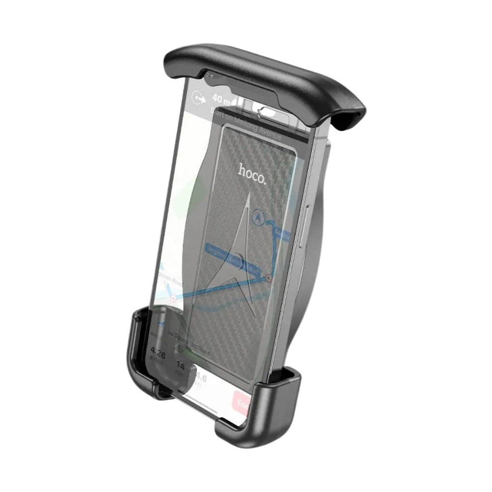 A black Hoco car windshield phone mount holding a smartphone, shown against a plain white background.