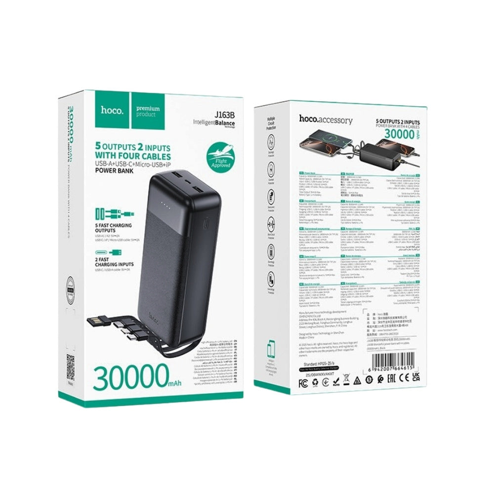 Hoco 30000mAh Power Bank with Cable J163B - Cle Market