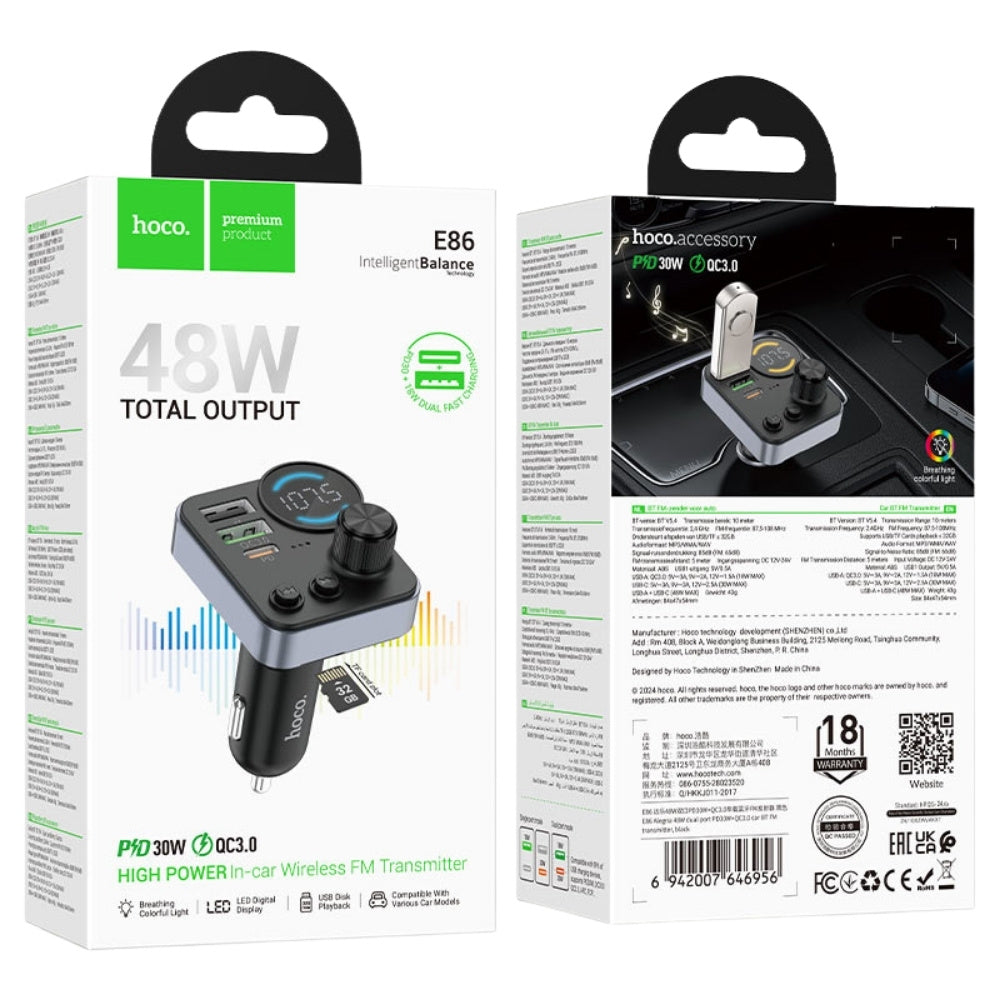 Hoco E86 FM Transmitter and Car Charger
