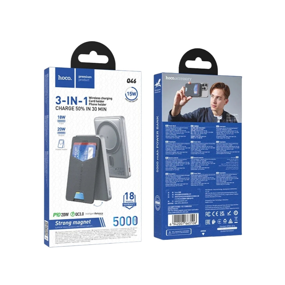 Hoco PD20W Magnetic Power Bank with Card Phone Holder Q46 - Cle Market