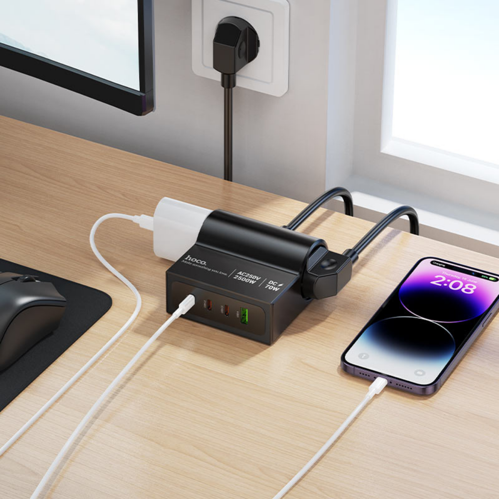 70W Power Strip USB-C Hoco Fast Charging Hub
