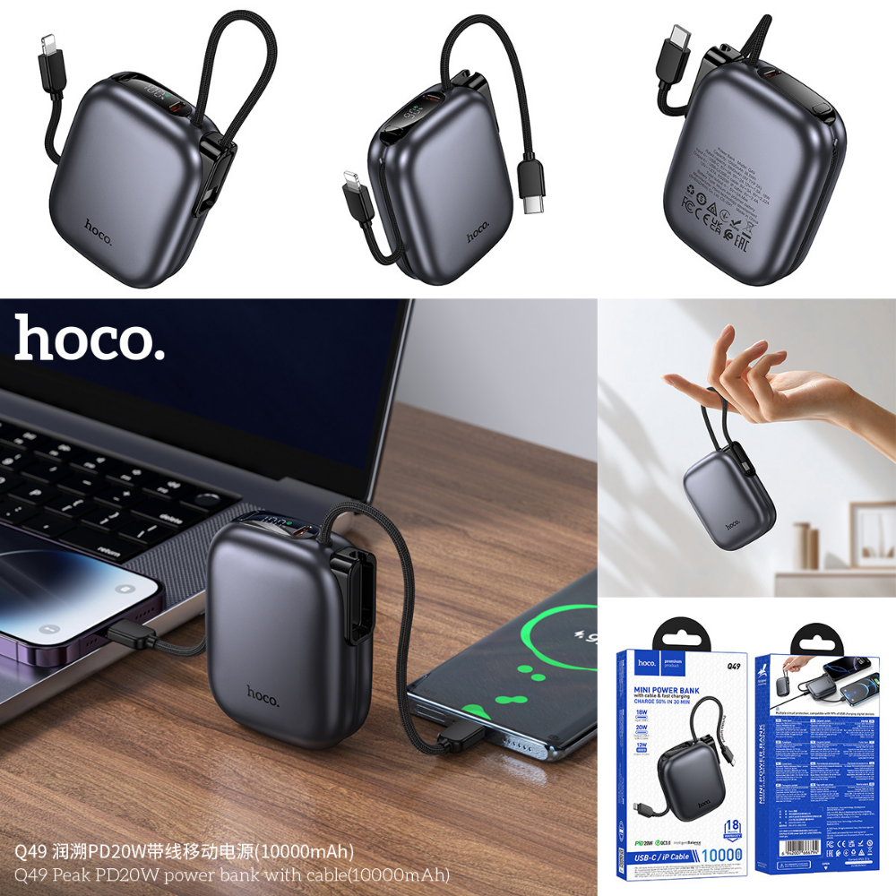 Hoco Peak PD20W Power Bank With Cable 10000mAh
