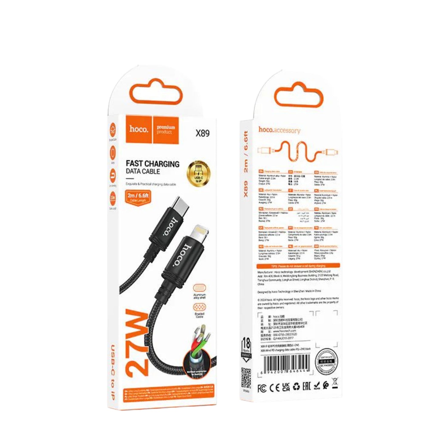 Hoco X89 PD27W USB-C to Lightning Cable 2m