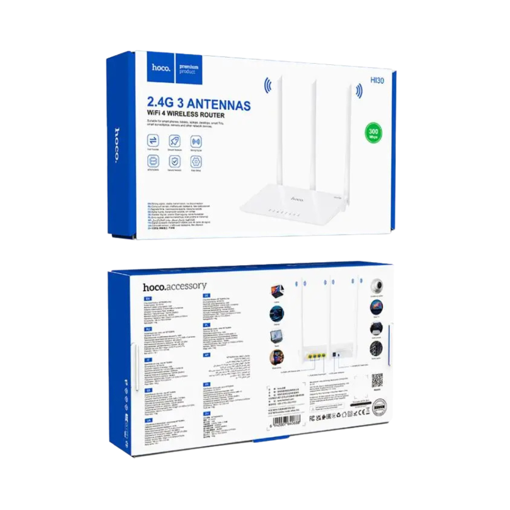 Hoco 2.4G Three Antennas Wireless Router WiFi-4 HI30