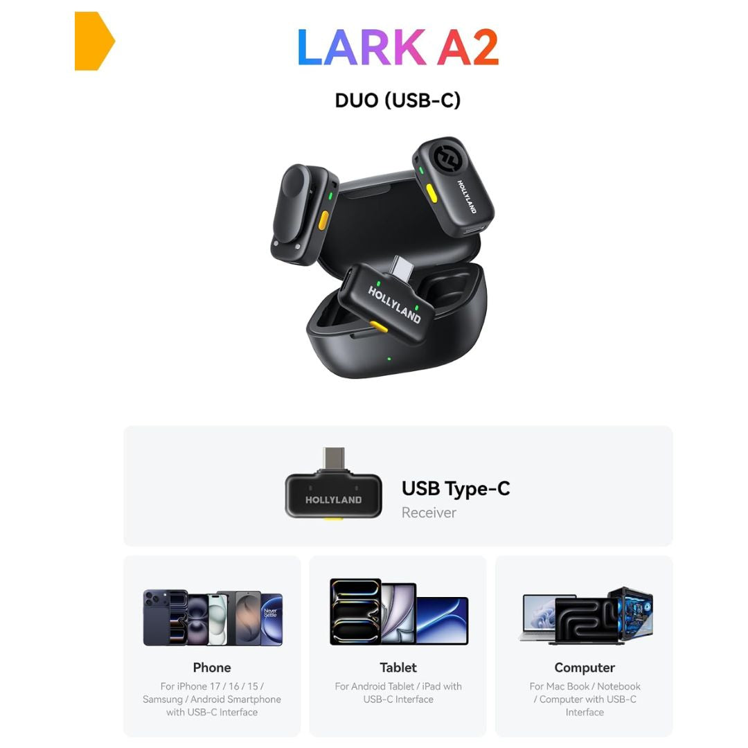Hollyland LARK A2 Wireless Microphone 2TX + 1RX
