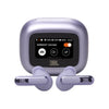 Purple JBL wireless earbuds with charging case on a white background
