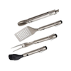 Joseph Joseph GrillOut 4-piece stainless-steel BBQ utensil set with storage case, featuring tongs, spatula, and forks.