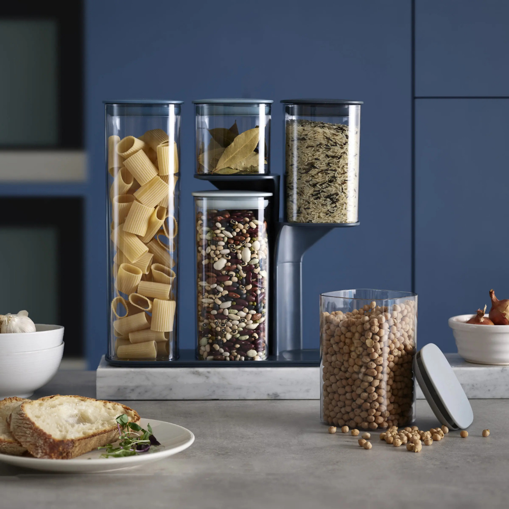 Joseph Joseph Innovative Podium 5 Piece Storage Jar Set with Stand Sky
