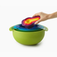 Joseph Joseph Nest 9 Plus multicolor bowl set featuring various sizes of nested bowls in vibrant colors.
