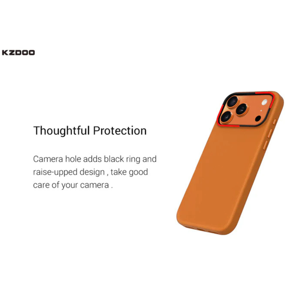 Kzdoo MAG Noble Collection case for iPhone 17 Pro, black protective phone case with elegant design, durable material.