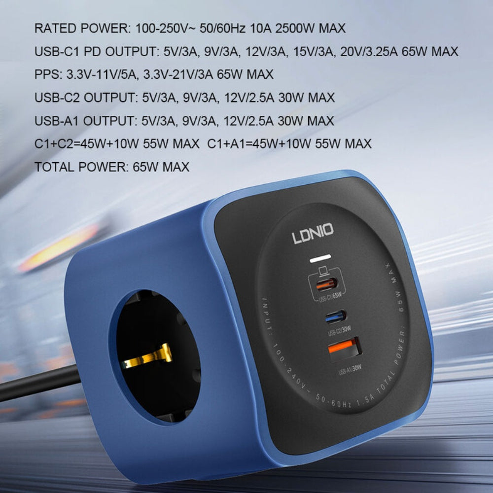 Ldnio 2500W Wall Socket 65W USB Charing Port - Cle Market