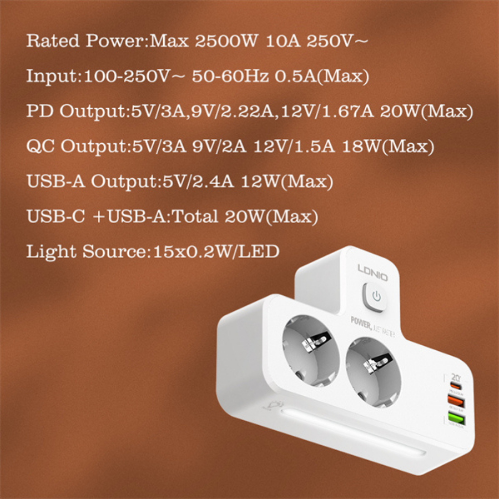 Ldnio Portable Electrical Extension Socket SE2337 - Cle Market