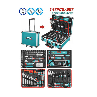 Total THKTHP21476 hand tool selection in a wheeled case